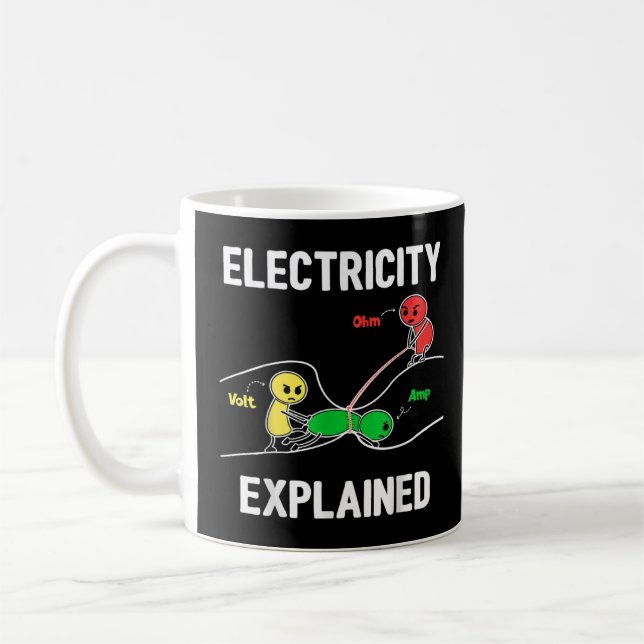 Electricity Explained Ohm Volt Ampere Electrician Coffee Mug (Left)