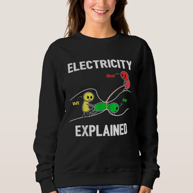 Electricity Explained Ohm Volt Ampere  Electrician Sweatshirt (Front)