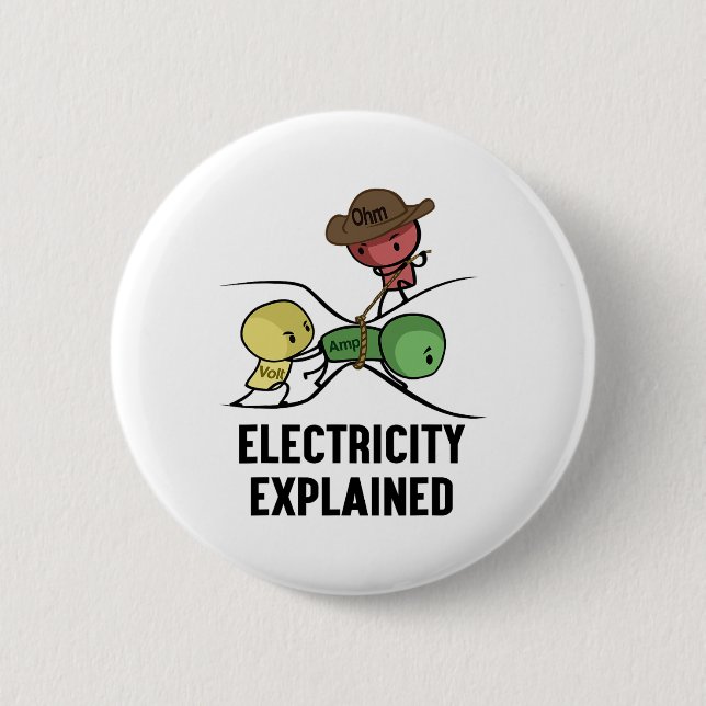 Electricity Explained Physics Nerd Gift I Teacher  Button (Front)