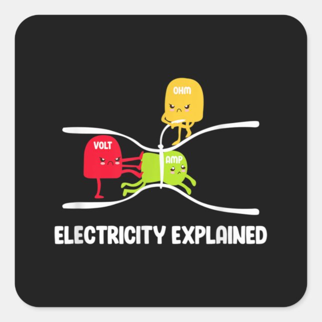 Electricity Explained Volt Ohm Amp Funny Electrici Square Sticker (Front)