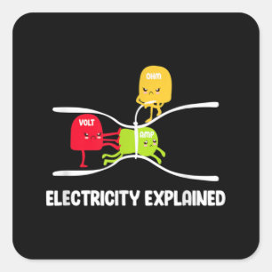 Electricity Explained Volt Ohm Amp Funny Electrici Square Sticker