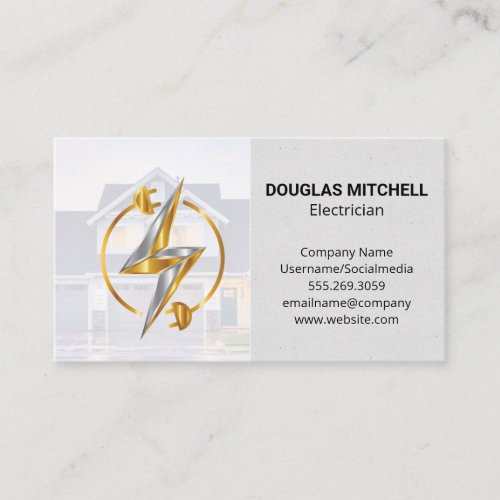 Electricity Logo  Residential Home Business Card