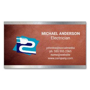Electricity Plug Electrician Business Card Magnet