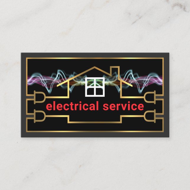 Electricity Powers Gold Home Wiring Frame Business Card (Front)
