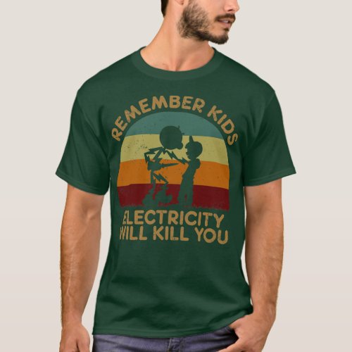 Electricity Will Kill You Kids Retro Sunset T_Shirt