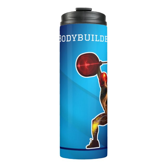 Electrified Bodybuilder personalize with Name Thermal Tumbler (Front)