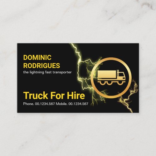 Electrified Gold Truck Yellow Lightning Trucker Business Card