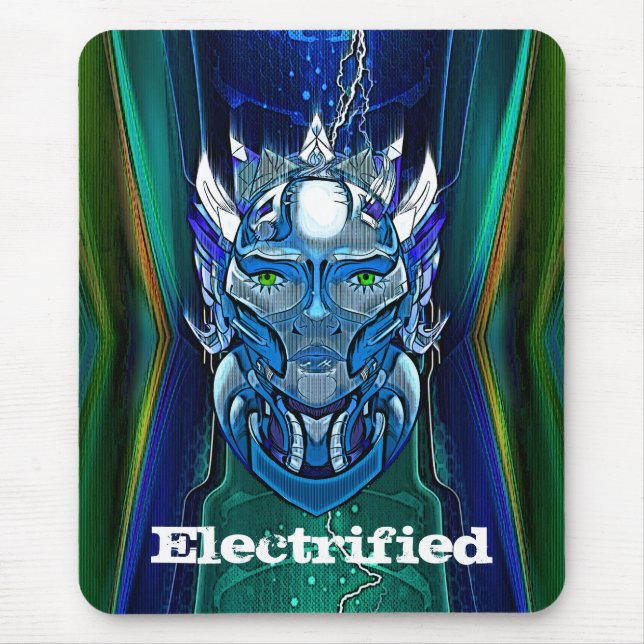 Electrified Robotic Head  Mouse Pad (Front)
