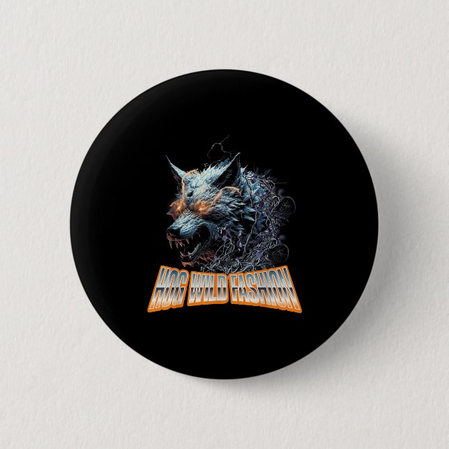 Electrified Wolf Chaos Animal Rage Energy  Button (Front)