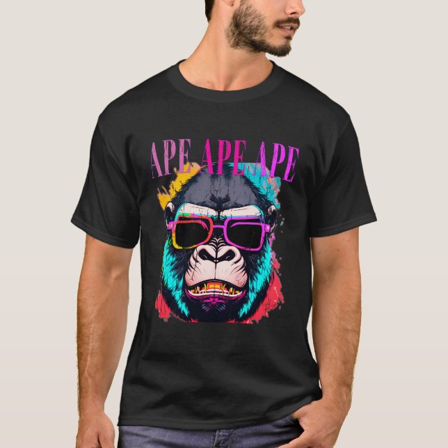 Electrifying Biker Gorilla Motorbike Monkey Ape Gi T-Shirt (Front)