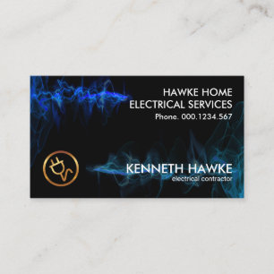 Electrifying Blue Lightning Wave Electrician Business Card