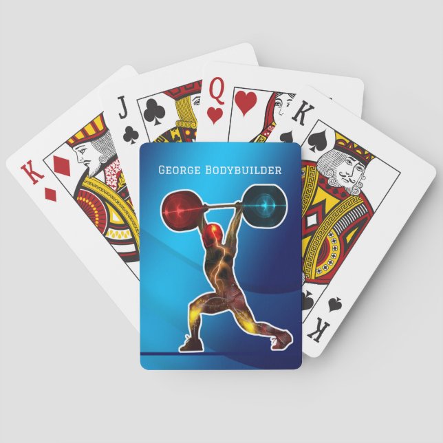 Electrifying Bodybuilder personalize with Name Poker Cards (Back)