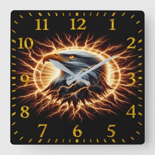 Electrifying Eagle Square Wall Clock