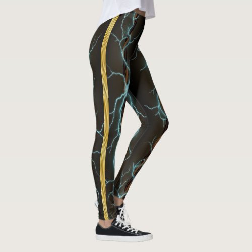 Electrifying Energy With Brass Stripes Leggings