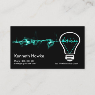 Electrifying Luminous Green Bolt Light Bulb Business Card