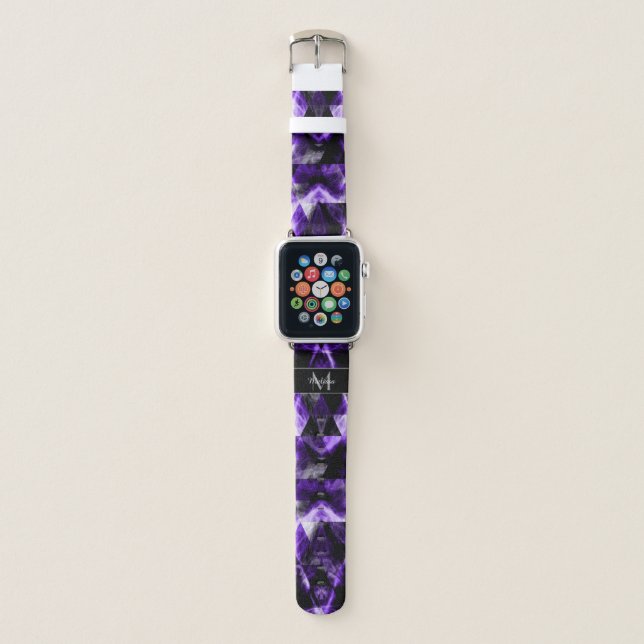 Electrifying purple violet sparkly Monogram Apple Watch Band (Front)