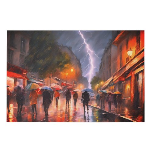 Electrifying Rainy Monmartre  Faux Canvas Print