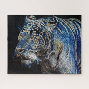 Electrifying Tiger In The Night Jigsaw Puzzle