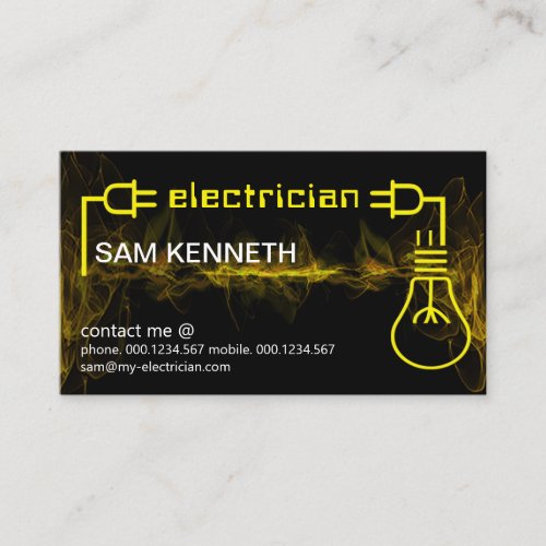 Electrifying Yellow Wave Power Plug Light Bulb Business Card