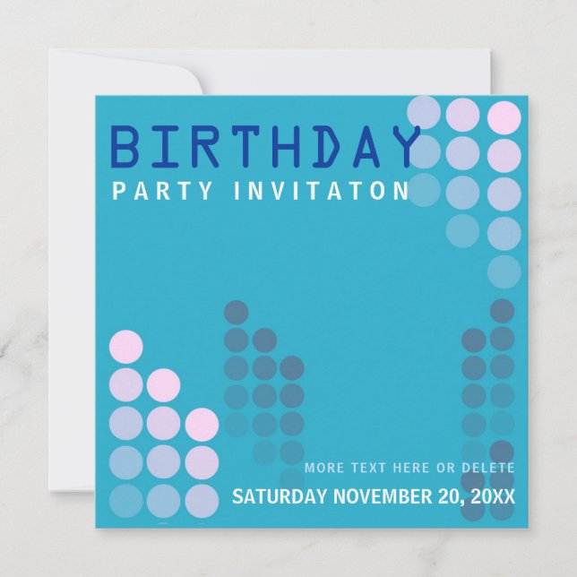 Electro House Party Birthday Invitation (Front)