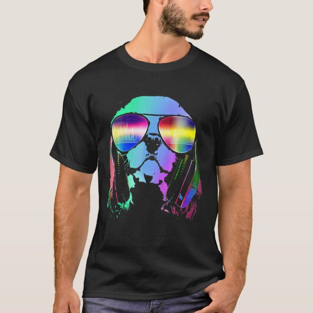 Electro Music Dj Cavalier King Charles Spaniel T-Shirt (Front)