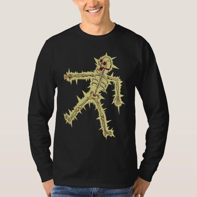 Electrocuted Skeleton Halloween T-Shirt (Front)
