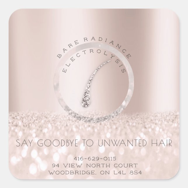 Electrolysis Hair Removal Adress Rose Gray Square Sticker (Front)