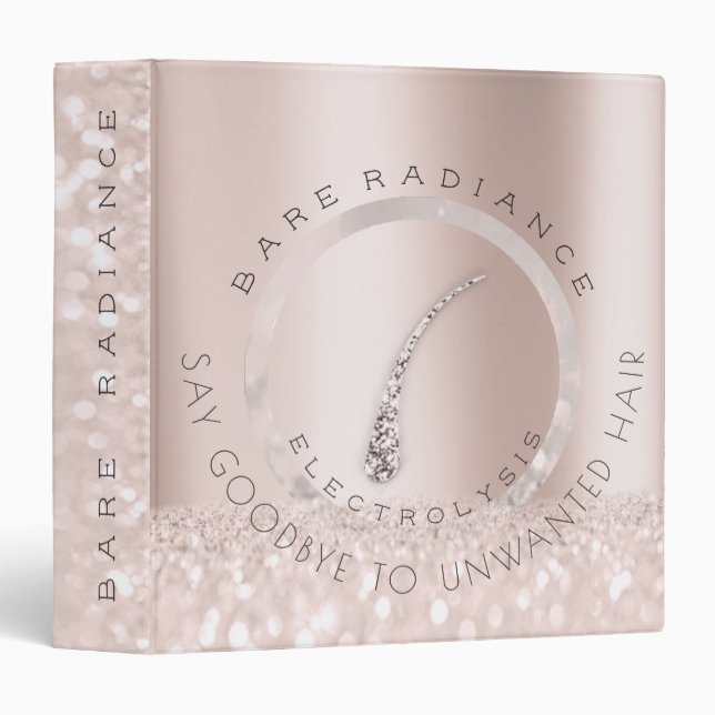 Electrolysis Hair Removal Beauty Studio Rose Gray 3 Ring Binder (Front/Spine)