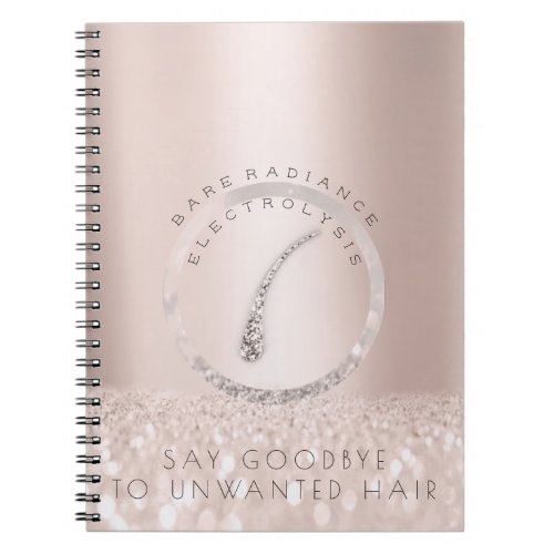 Electrolysis Hair Removal Rose Logo Glitter Gray Notebook