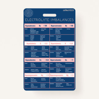 Electrolyte Imbalances Quick Reference Bagde Badge