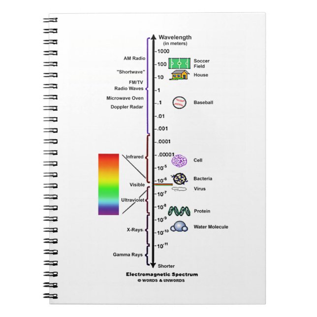 Electromagnetic Spectrum (Wavelengths Comparison) Notebook (Front)