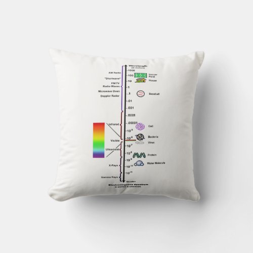 Electromagnetic Spectrum Wavelengths Comparison Throw Pillow