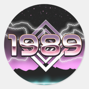 Electronic 1989 photo print classic round sticker