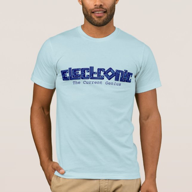 Electronic blue PCB style genius t-shirt (Front)