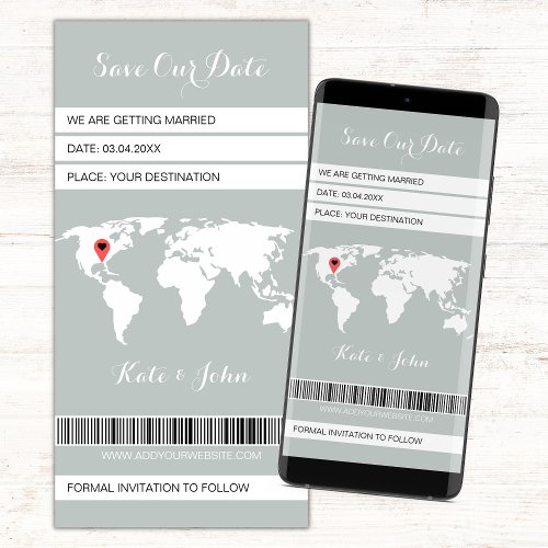 Electronic Boarding Pass Destination Sage Green Save The Date