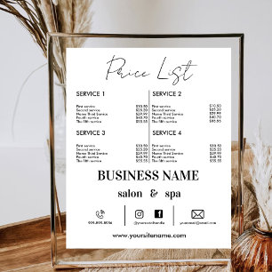 Electronic Business Price List  Makeup Hair Nail Poster