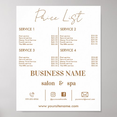Electronic Business Price List  Makeup Hair Nail Poster
