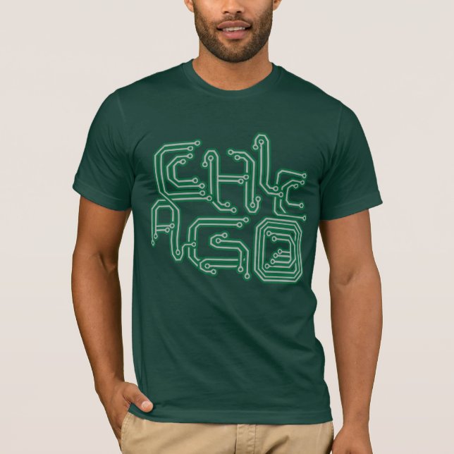 Electronic Chicago PCB T - Dark Green T-Shirt (Front)