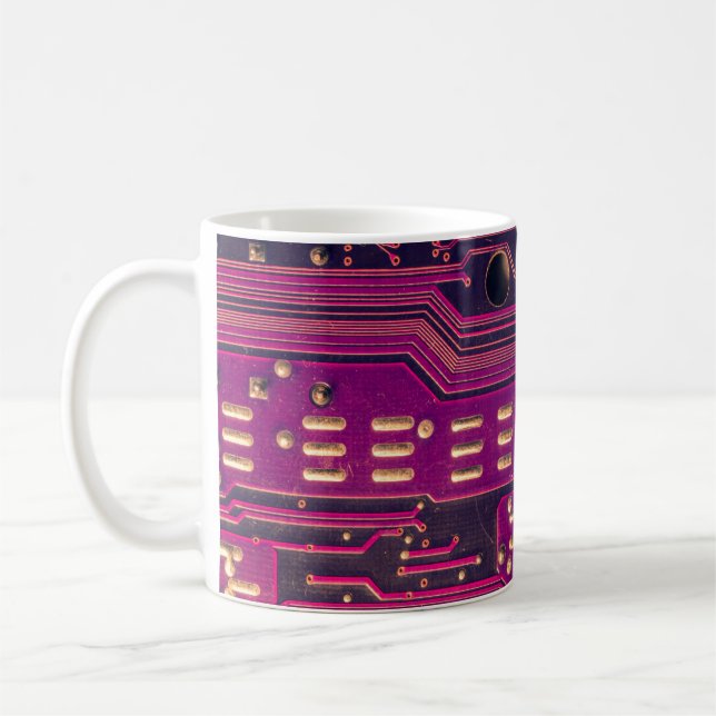 Electronic circuit board abstract background. comp coffee mug (Left)