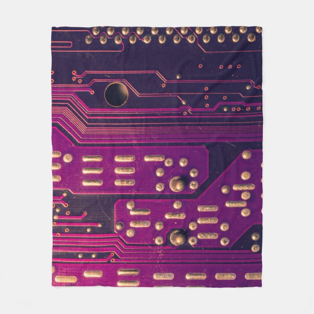 Electronic circuit board abstract background. comp fleece blanket (Front)
