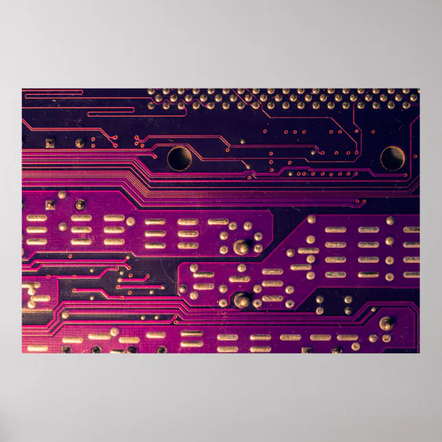 Electronic circuit board abstract background. comp poster | Zazzle