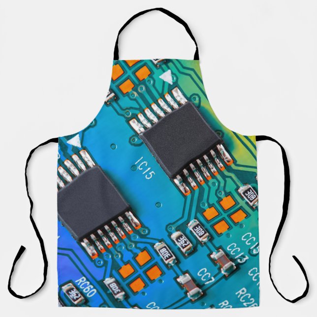 Electronic circuit board close up. background,boar apron (Front)