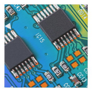 Electronic circuit board close up. background,boar faux canvas print
