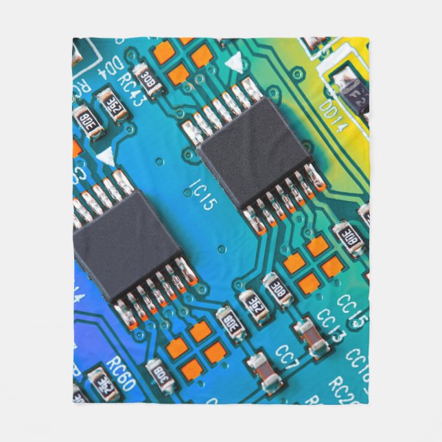 Electronic circuit board close up. background,boar fleece blanket (Front)