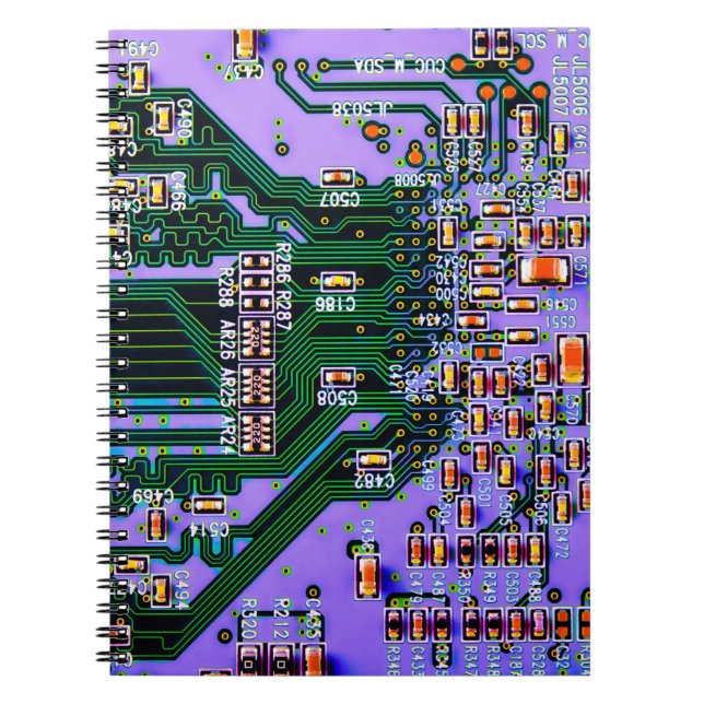 Electronic circuit board close up. background,boar notebook (Front)