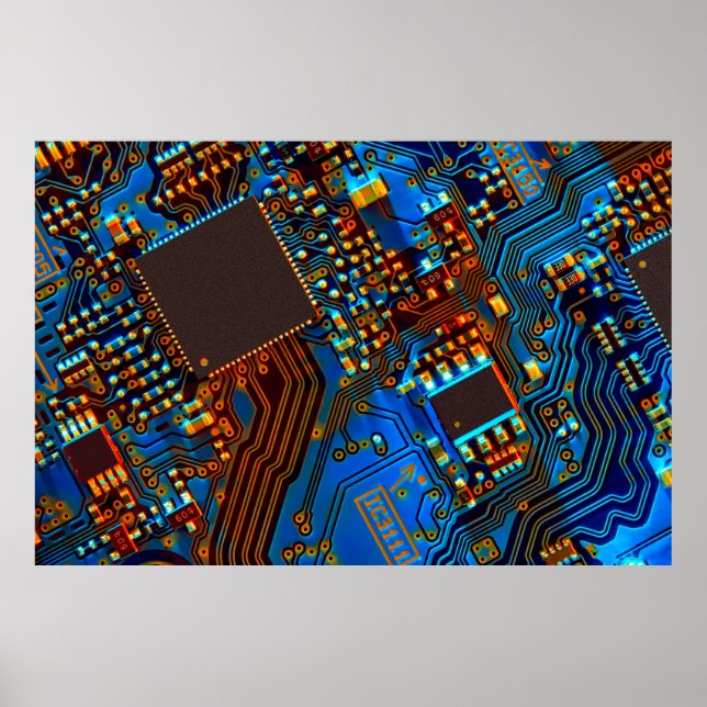 Electronic circuit board close up background,boar poster (Front)