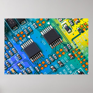 Electronic circuit board close up background,boar poster