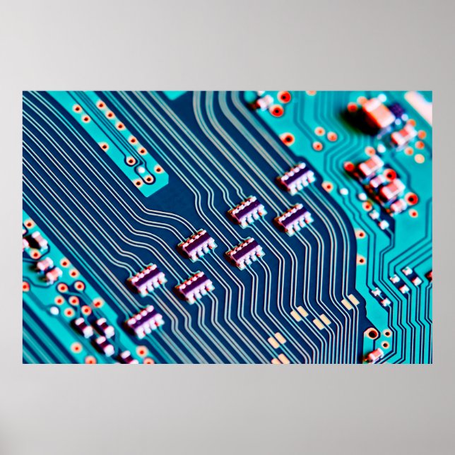 Electronic circuit board close up. background,boar poster (Front)