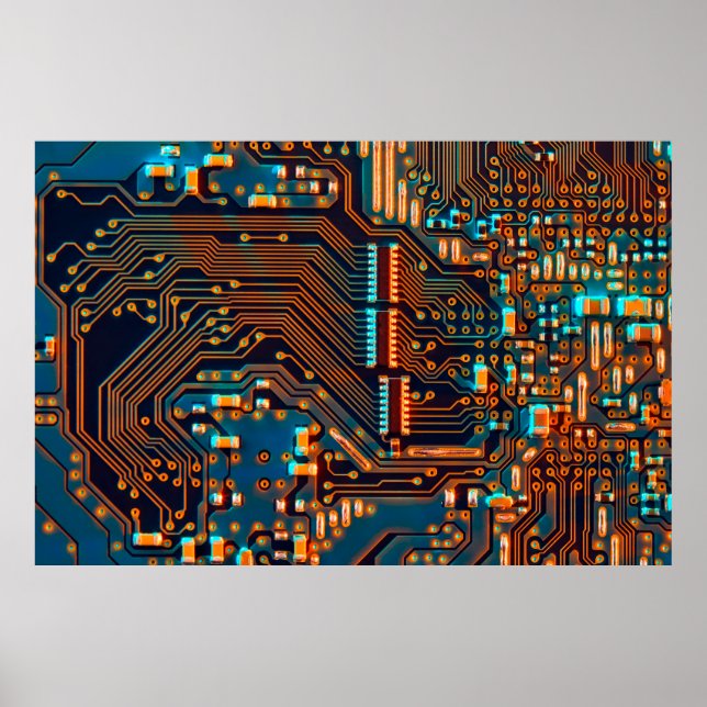 Electronic circuit board close up. background,boar poster (Front)