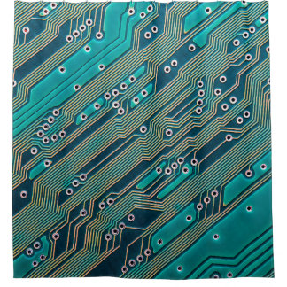 Electronic circuit board close up. background,boar shower curtain